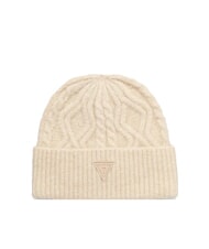 GUESS KNITTED Chapeau tress&eacute; avec revers ivoire - Bonnets - 1