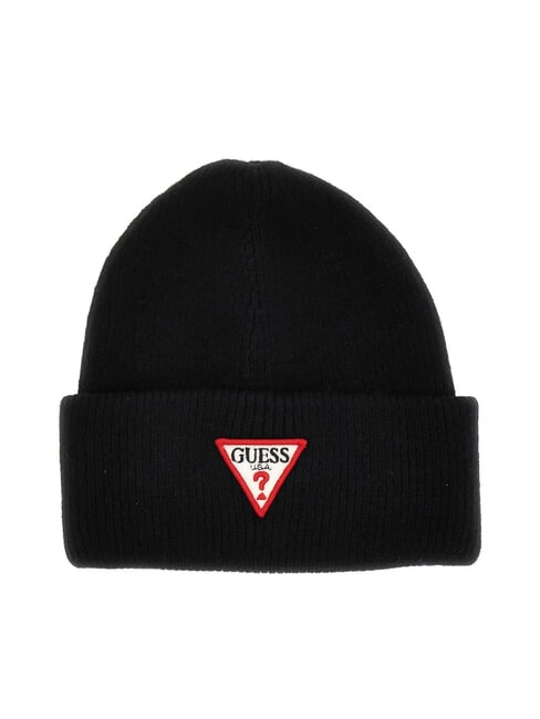 GUESS PATCH TRIANGOLO Chapeau à revers NOIR - Bonnets
