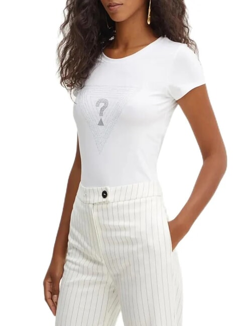 GUESS TRIANGLE MAZE T-shirt à manches courtes blanc pur - T-shirt