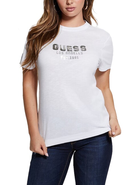 GUESS PYRAMIDE T-shirt avec imprimé en relief blanc pur - T-shirt