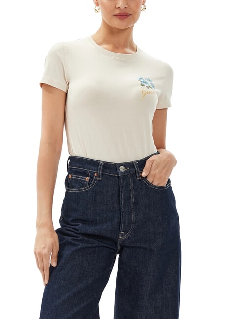 GUESS FLOWERS T-shirt extensible fard à joues vanille - T-shirt