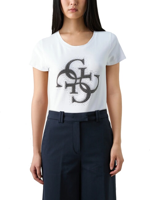 GUESS LOGO T-shirt avec logo 4G et clous blanc pur - T-shirt