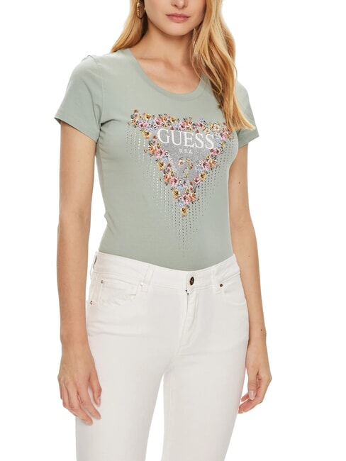 GUESS BOUQUET TRIANGLE T-shirt à manches courtes sauge de Malibu - T-shirt