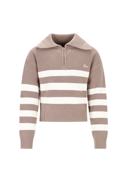 GUESS KIDS Cardigan zippé rayé rayures blanches marron - Tee-shirt enfant