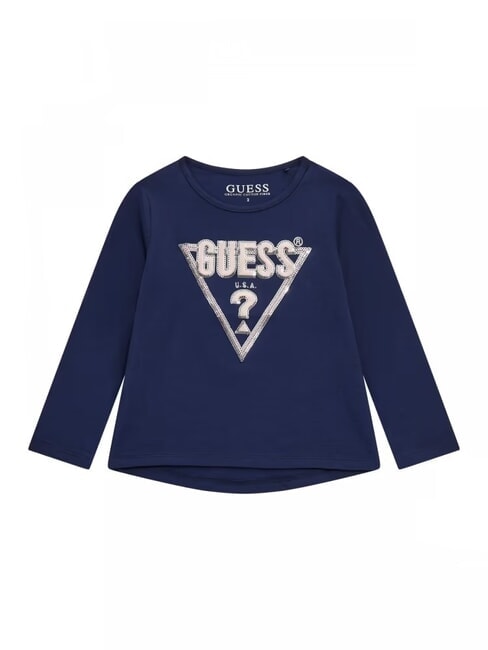 GUESS KIDS Pull ras du cou à manches longues bleu secret - Tee-shirt enfant