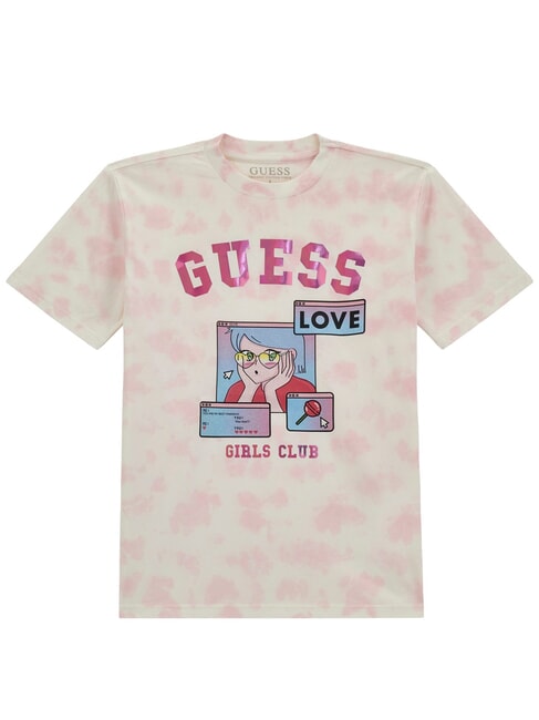 GUESS KIDS T-shirt à motifs imprimés teinture rose - Tee-shirt enfant