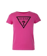 GUESS KIDS T-shirt imprimé avec logo triangulaire voyage rose - Tee-shirt enfant - 1