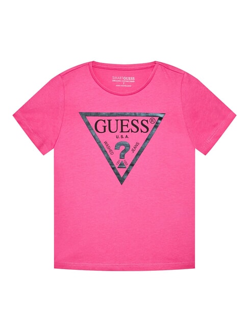 GUESS KIDS T-shirt avec logo triangulaire voyage rose - Tee-shirt enfant