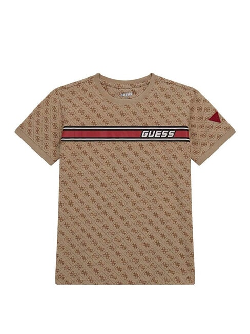 GUESS KIDS T-shirt avec logo intégral 4G 4g aop beige blanc - Tee-shirt enfant