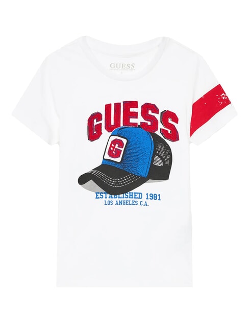 GUESS KIDS T-shirt imprimé casquette de baseball blanc pur - Tee-shirt enfant