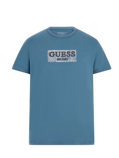 GUESS SS CN BOX T-shirt avec logo imprimé pétrole - T-shirt
