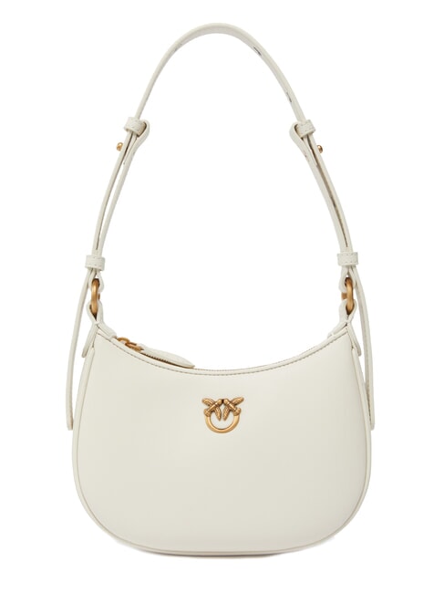 PINKO HALF MOON BABY Sac bandoulière en cuir blanc de soie-or antique - Sacs pour Femme