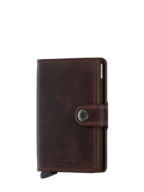 SECRID VINTAGE  Portefeuille en cuir avec porte-cartes en aluminium chocolat - Portefeuilles Homme