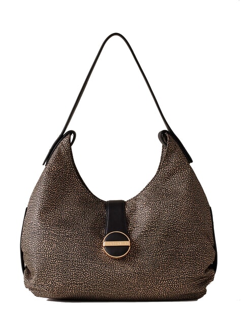 BORBONESE ECLIPSE Sac à bandoulière hobo OP / NATUREL / NOIR - Sacs pour Femme