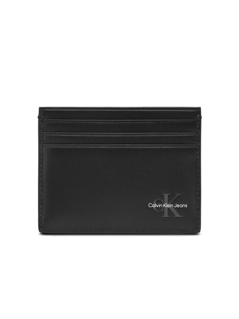 CALVIN KLEIN MONO LOGO Porte-cartes en cuir sur noir - Portefeuilles Homme