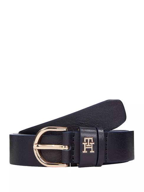 TOMMY HILFIGER ESSENTIAL EFFORTLESS Ceinture en cuir fabriquée en Italie bleu de l'espace - Ceintures