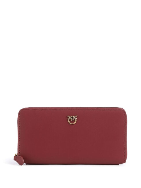 PINKO RYDER Grand portefeuille en cuir bordeaux merlot-or antique - Portefeuilles Femme