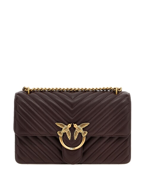 PINKO CLASSIC LOVE ONE Sac en cuir nappa raisins catawba-or antique - Sacs pour Femme