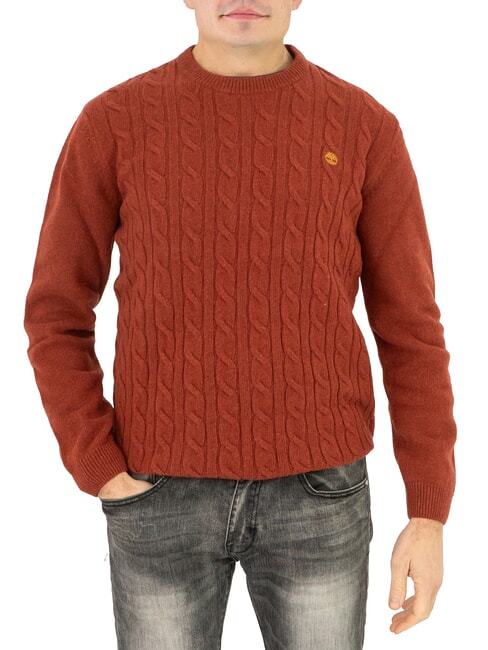 TIMBERLAND JAFFREY Pull ras du cou en maille torsadée Huile de chili - Pulls pour hommes