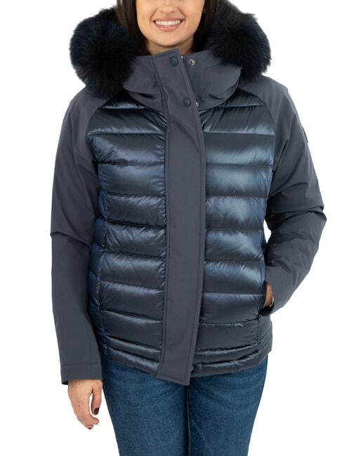 COLMAR PURENESS Doudoune bi-matière à capuche bleu marine - Doudounes femme