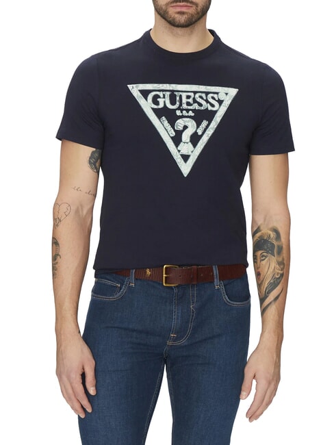 GUESS SS CN TRIANGLE T-shirt en coton smartblue - T-shirt