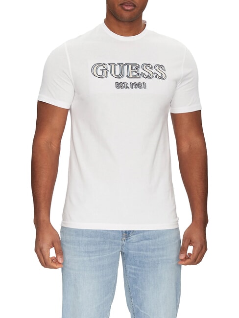 GUESS SS CN LOGO T-shirt en coton blanc pur - T-shirt