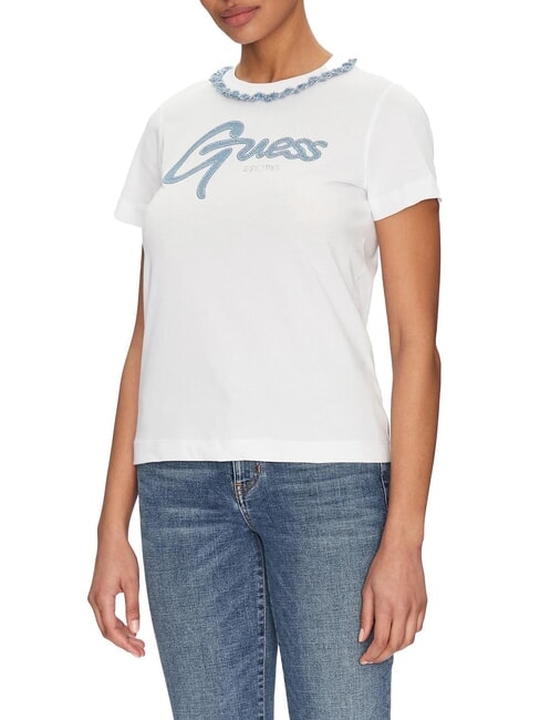 GUESS CN SS JEANS CHAIN  T-shirt en coton blanc pur - T-shirt