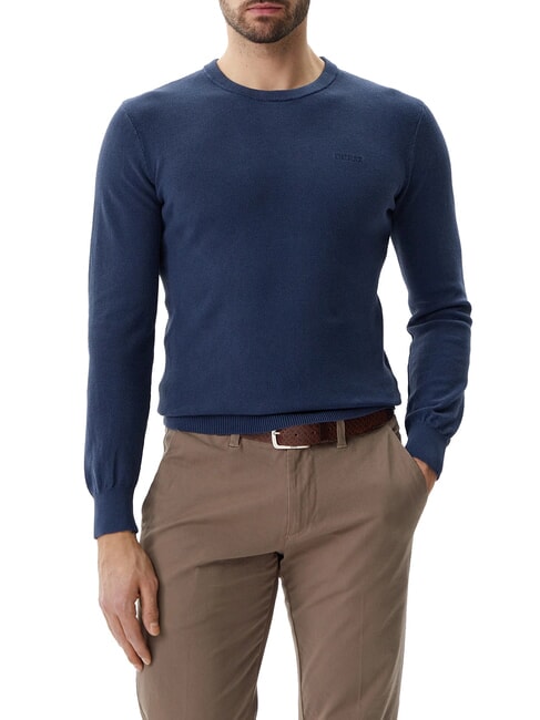 GUESS GARFIELD Pull en coton bleu grotte - Pulls pour hommes