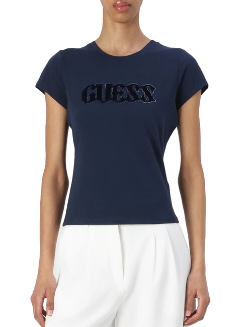 GUESS SS PONY HAIR R5 T-shirt en coton bleu noirci - T-shirt