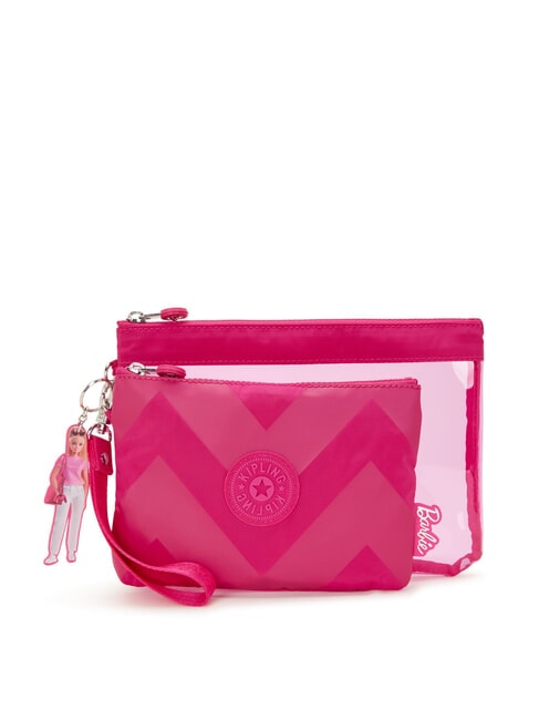 KIPLING DUO POUCH L X BARBIE Deux pochettes zippées puissance rose transparente - Sacs et accessoires Enfants