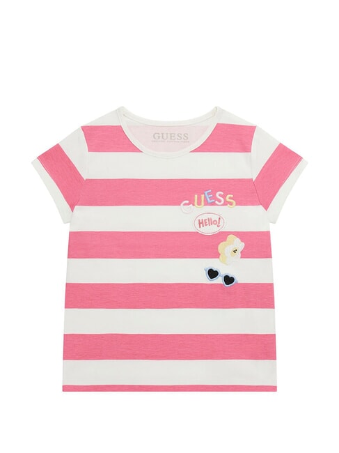GUESS KIDS T-shirt rayé blanc et fuchsia st - Tee-shirt enfant