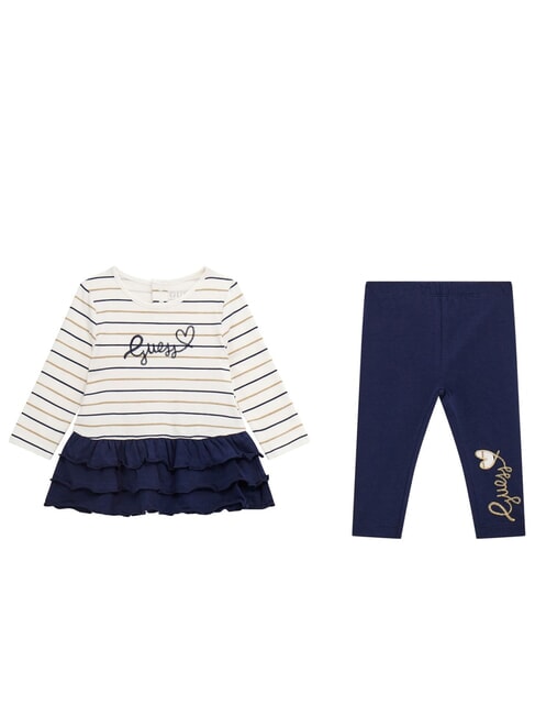 GUESS KIDS Ensemble robe et leggings blanc et bleu marine s - Barboteuses et tenues pour bébé
