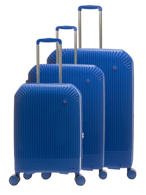 LESAC LIGHT POP 2 Lot de 3 trolleys : cabine, moyen et grand extensible bleu marine - Ensemble Valises