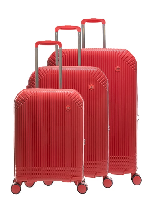 LESAC LIGHT POP 2 Lot de 3 trolleys : cabine, moyen et grand extensible jujube rouge - Ensemble Valises