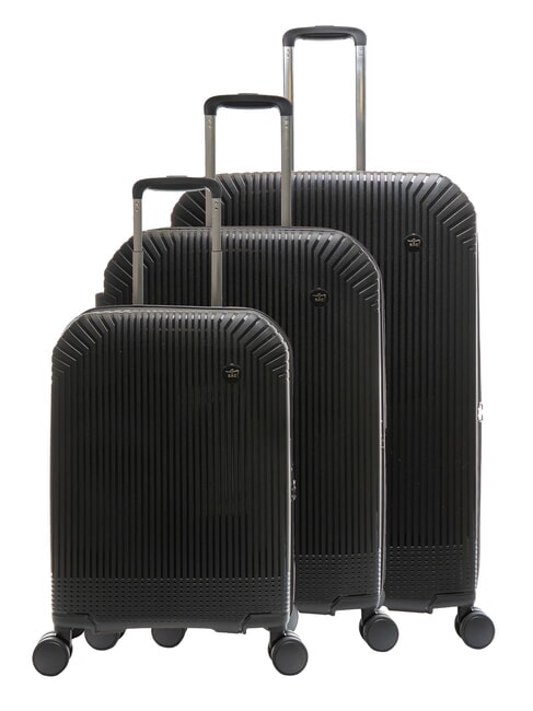 LESAC LIGHT POP 2 Lot de 3 trolleys : cabine, moyen et grand extensible noir - Ensemble Valises