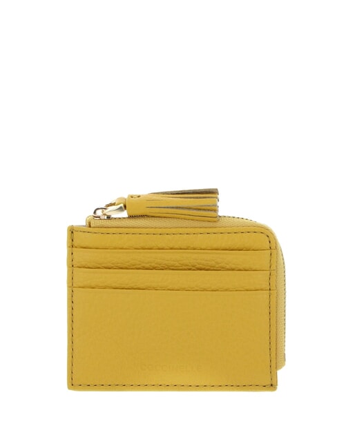 COCCINELLE TASSEL Porte-cartes zippé en cuir martelé ensoleillé - Portefeuilles Femme