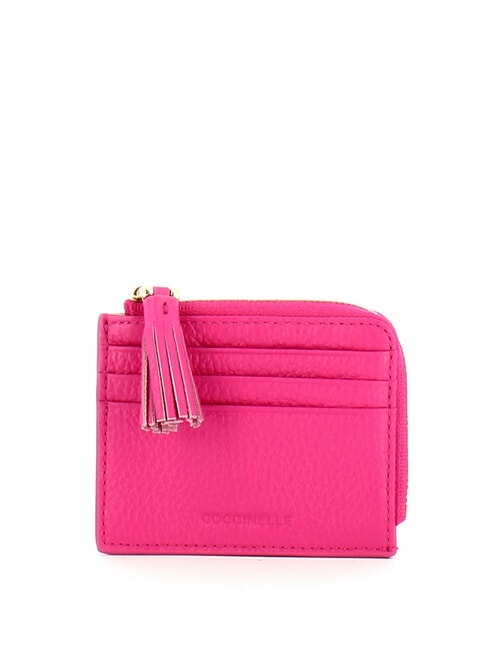 COCCINELLE TASSEL Porte-cartes zippé en cuir martelé nouveau fuchsia - Portefeuilles Femme