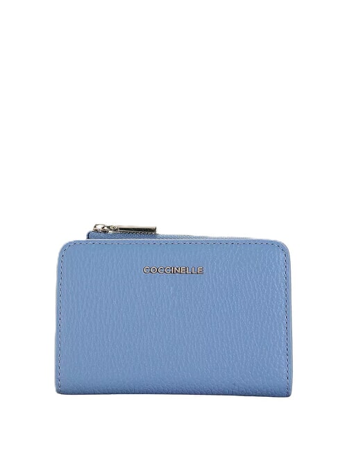 COCCINELLE METALLIC SOFT Petit portefeuille en cuir bleu - Portefeuilles Femme