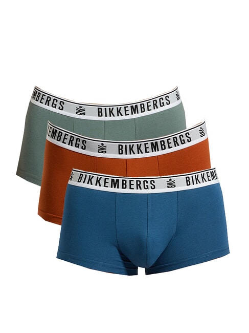 BIKKEMBERGS ELASTIC TRUNK 3 boxeurs rouge/bleu/vert - Slip homme