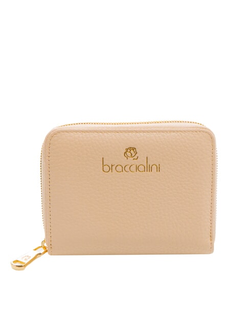 BRACCIALINI BASIC Petit portefeuille en cuir zippé beige - Portefeuilles Femme