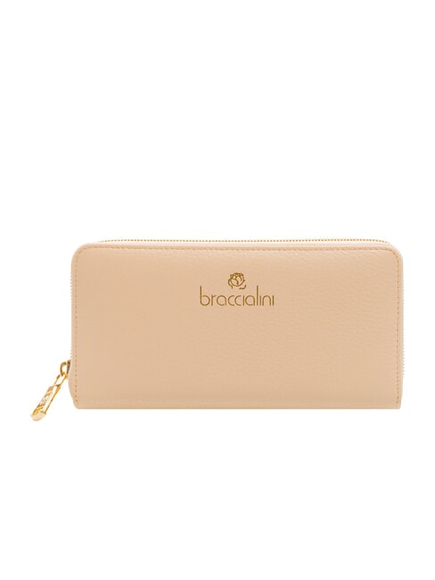 BRACCIALINI BASIC Grand portefeuille en cuir zippé beige - Portefeuilles Femme