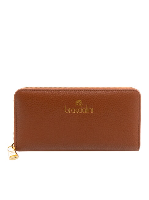 BRACCIALINI BASIC Grand portefeuille en cuir zippé marron - Portefeuilles Femme