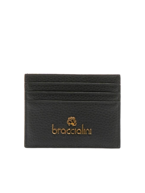 BRACCIALINI BASIC Porte-cartes en cuir avec logo en métal noir - Portefeuilles Femme