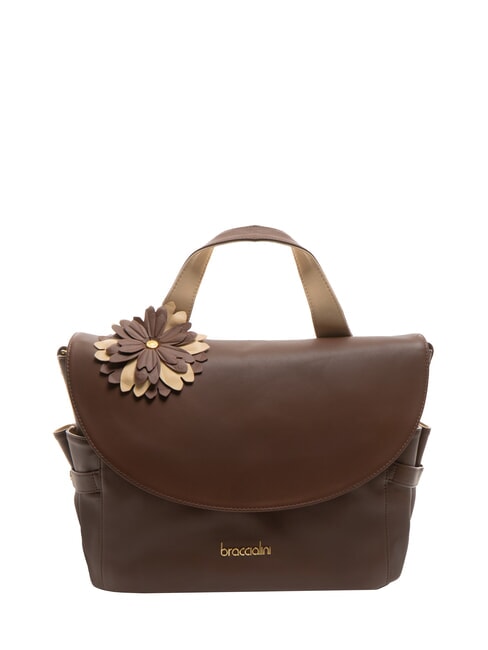 BRACCIALINI SOFIA Sac à main en cuir avec fleur marron - Sacs pour Femme