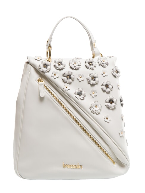 BRACCIALINI SOFIA Sac à dos en cuir avec petites fleurs blanc - Sacs pour Femme