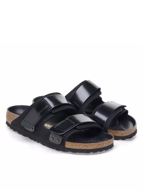 BIRKENSTOCK UJI Sandale pantoufle en cuir noir - Chaussures Femme