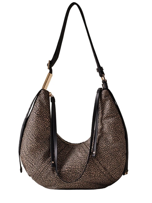 BORBONESE FOLD  Sac bandoulière souple OP / NATUREL / NOIR - Sacs pour Femme