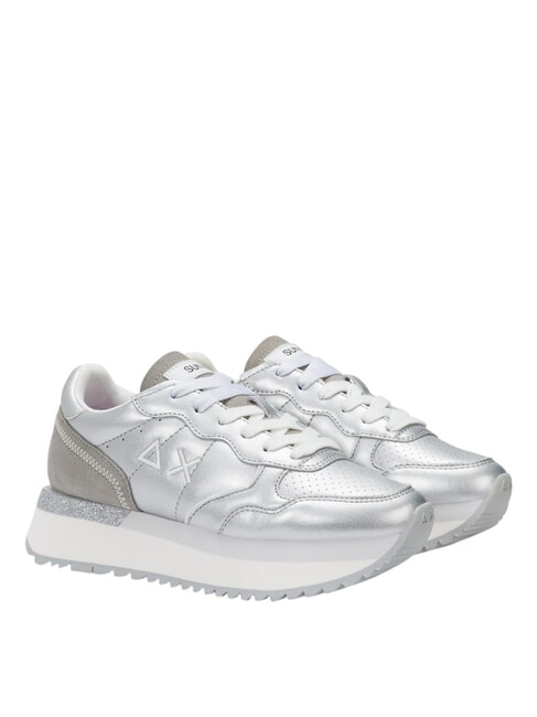 SUN68 BIG ALLY LEATHER Baskets argent - Chaussures Femme