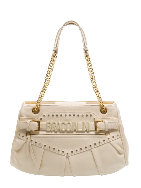 BRACCIALINI GISELLE Sac à bandoulière avec logo en métal beige - Sacs pour Femme