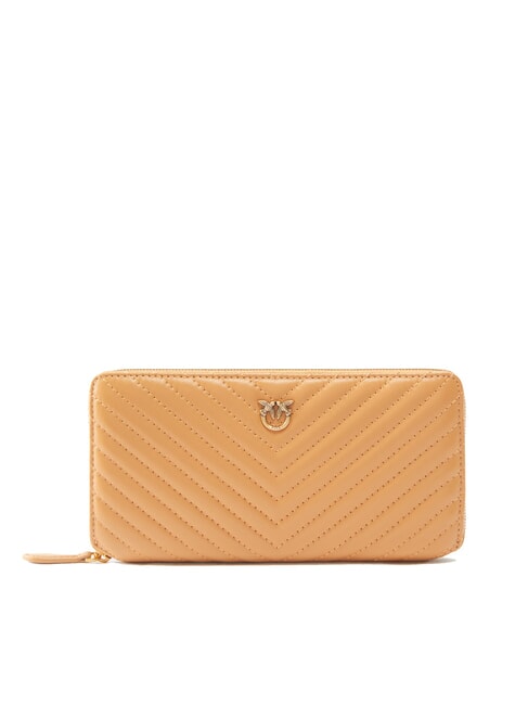 PINKO RYDER Porte-feuille en cuire nougat-or antique - Portefeuilles Femme
